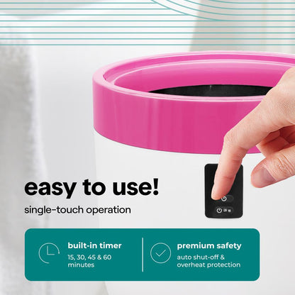 Towel Warmer Bucket - Luxury Heating, Auto Shut-Off, Pink