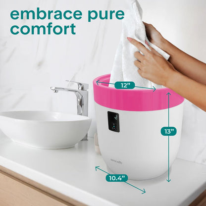 Towel Warmer Bucket - Luxury Heating, Auto Shut-Off, Pink