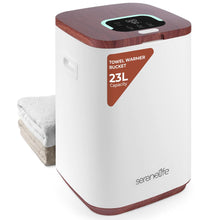 Towel Warmer Bucket 23L - Fits 2 Towels, Timer, Wood Color