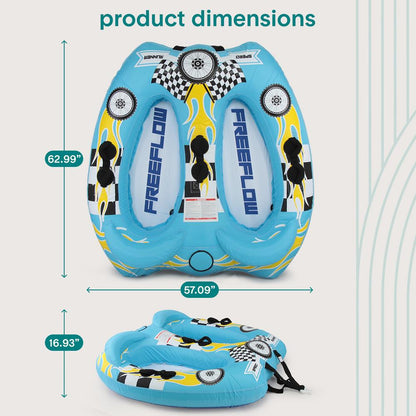Inflatable Towable Tube for 2, Fast Inflation, Heavy-Duty PVC, Blue