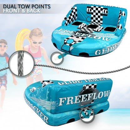 3-Person Towable Tube for Boating, Fast Inflation, Heavy-Duty Nylon Cover