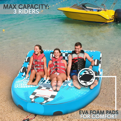 3-Person Towable Tube for Boating, Fast Inflation, Heavy-Duty Nylon Cover