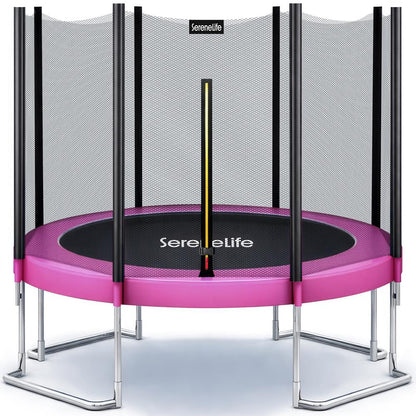 10FT Outdoor Trampoline, Safe Jumping, Reinforced Mat, Pink
