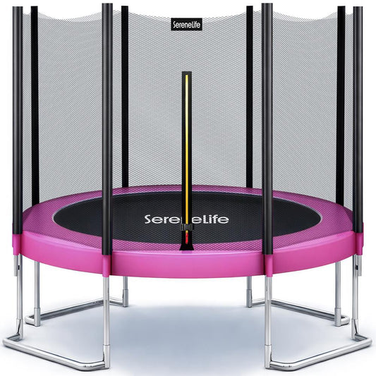 10FT Outdoor Trampoline, Safe Jumping, Reinforced Mat, Pink