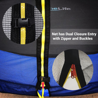 12FT Outdoor Trampoline - Safe Jumping, Reinforced Mat, Blue