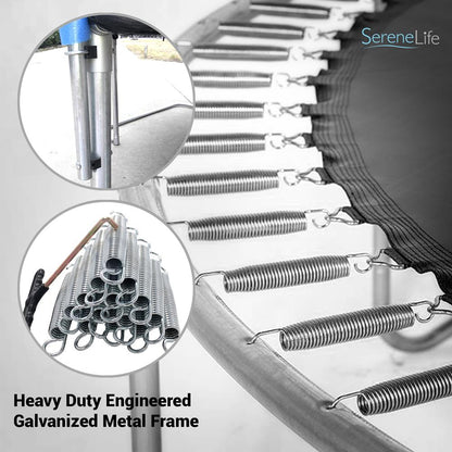 12FT Outdoor Trampoline - Safe Jumping, Reinforced Mat, Blue