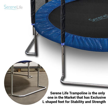 12FT Outdoor Trampoline - Safe Jumping, Reinforced Mat, Blue