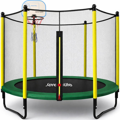 5ft Kids Trampoline with Safety Net & Basketball Hoop - Indoor/Outdoor Use
