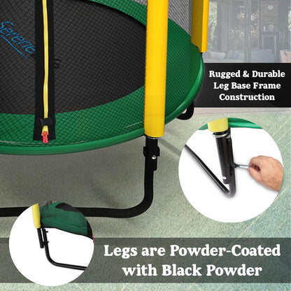 5ft Kids Trampoline with Safety Net & Basketball Hoop - Indoor/Outdoor Use