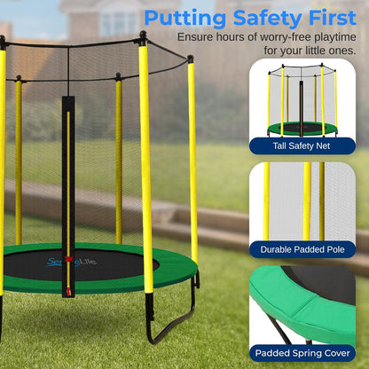 5ft Kids Trampoline with Safety Net & Basketball Hoop - Indoor/Outdoor Use