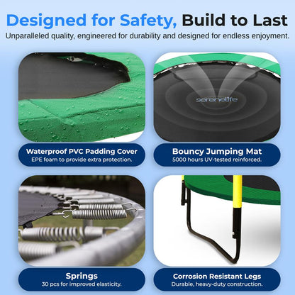 5ft Kids Trampoline with Safety Net & Basketball Hoop - Indoor/Outdoor Use