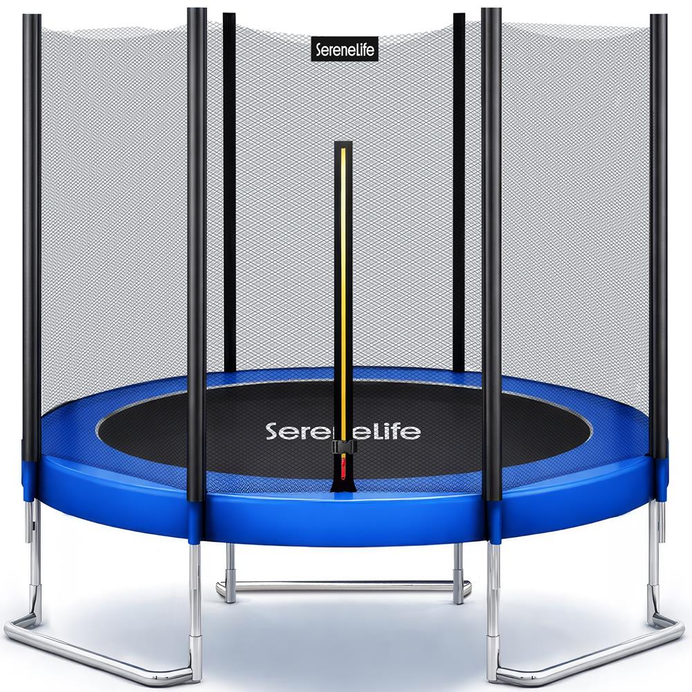 8FT Outdoor Trampoline, Safe Jumping, Reinforced Mat, Blue – Pyle USA