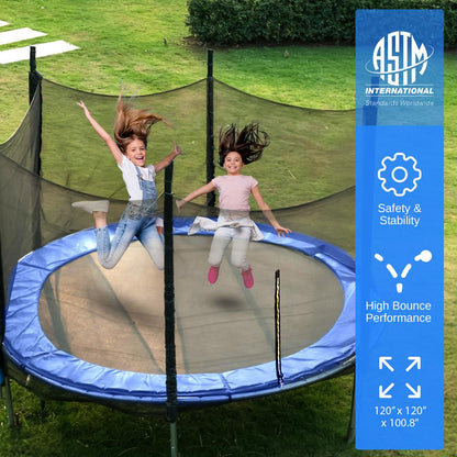8FT Outdoor Trampoline, Safe Jumping, Reinforced Mat, Blue