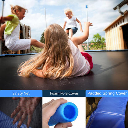 8FT Outdoor Trampoline, Safe Jumping, Reinforced Mat, Blue