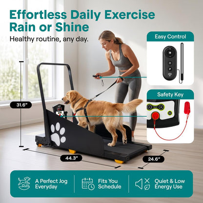 Serenelife Foldable Dog Treadmill With Led Display, Safety Key, 2-Level Manual Incline, And Remote Control - Powered By 2.5Hp Motor For Optimal Pet Workouts