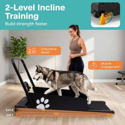 Serenelife Foldable Dog Treadmill With Led Display, Safety Key, 2-Level Manual Incline, And Remote Control - Powered By 2.5Hp Motor For Optimal Pet Workouts