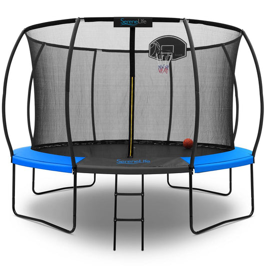 12FT Outdoor Trampoline for Kids - Safe Design, UV-Tested Mat, Blue
