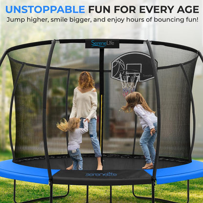 12FT Outdoor Trampoline for Kids - Safe Design, UV-Tested Mat, Blue