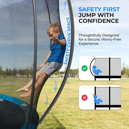 12FT Outdoor Trampoline for Kids - Safe Design, UV-Tested Mat, Black