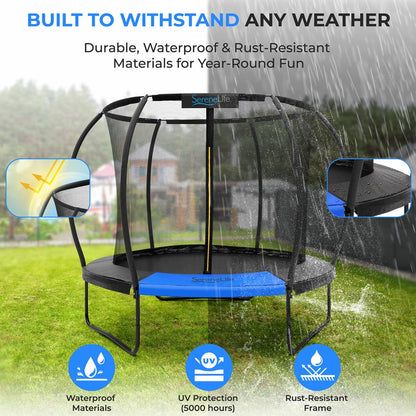 8FT Outdoor Trampoline for Kids - Safe Design, UV-Tested Mat, Black