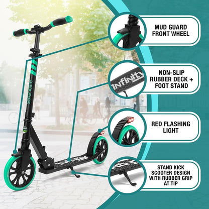 Kick Scooter for Teens & Adults, Smooth Ride, Alloy Deck, Aqua