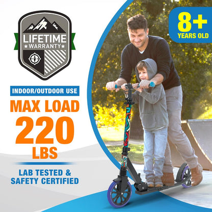 Kick Scooter for Teens & Adults, Adjustable Alloy Deck, Graffiti Design