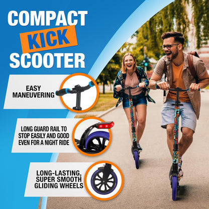 Kick Scooter for Teens & Adults, Adjustable Alloy Deck, Graffiti Design
