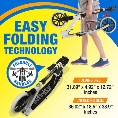 Foldable Kick Scooter for Teens & Adults, Smooth Wheels, Alloy Deck