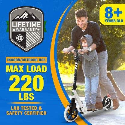 Foldable Kick Scooter for Teens & Adults, Smooth Wheels, Alloy Deck