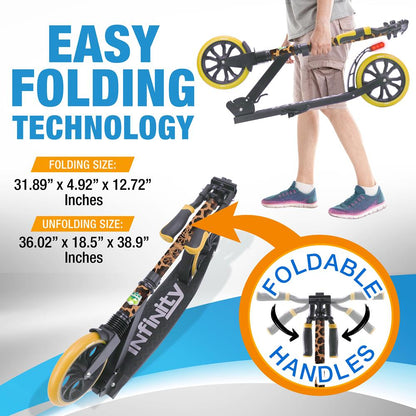 Kick Scooter for Teens & Adults, Foldable Alloy Deck, Leopard Design