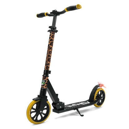 Kick Scooter for Teens & Adults, Foldable Alloy Deck, Leopard Design