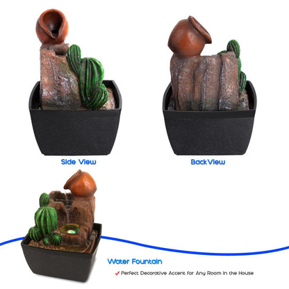 3-Tier Desktop Water Fountain - Relaxing LED Flow - Indoor/Outdoor Use