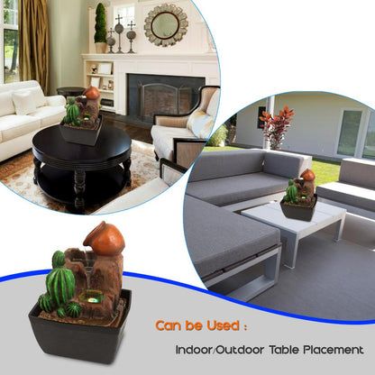 3-Tier Desktop Water Fountain - Relaxing LED Flow - Indoor/Outdoor Use