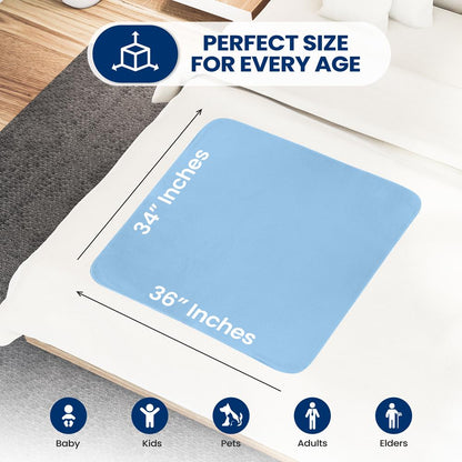 Reusable Underpads 4-Pack Super Absorbent Leak-Resistant Blue 34x36"