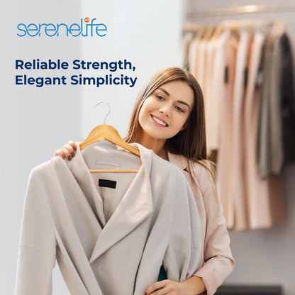 Wooden Hangers 50-Pack, Heavy Duty, 360¬∞ Swivel Hook, Natural Wood