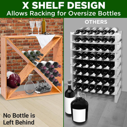 24 Bottle Bamboo Wine Rack - Space-Saving, Sturdy, Natural Finish