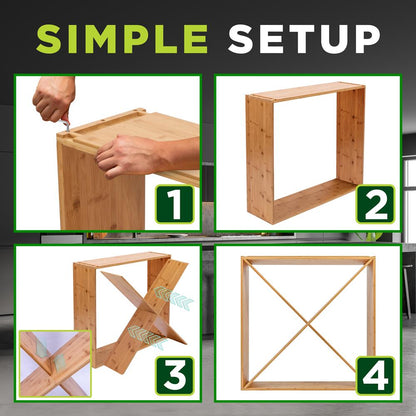 24 Bottle Bamboo Wine Rack - Space-Saving, Sturdy, Natural Finish