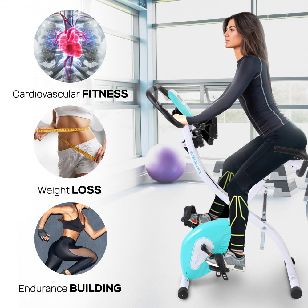 Folding Exercise Bike, Cardio Workout, 8 Resistance Levels, Pulse