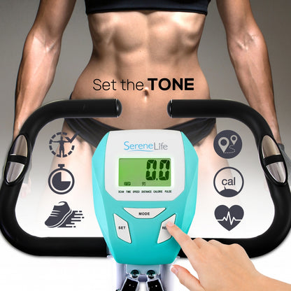 Folding Exercise Bike, Cardio Workout, 8 Resistance Levels, Pulse Monitor