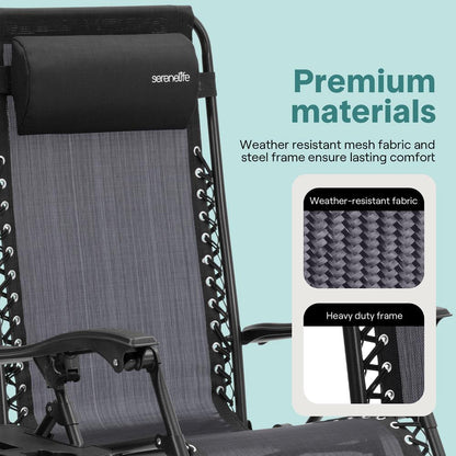 Zero Gravity Recliner Chairs 2-Pack, Ultimate Comfort, Steel & Textilene