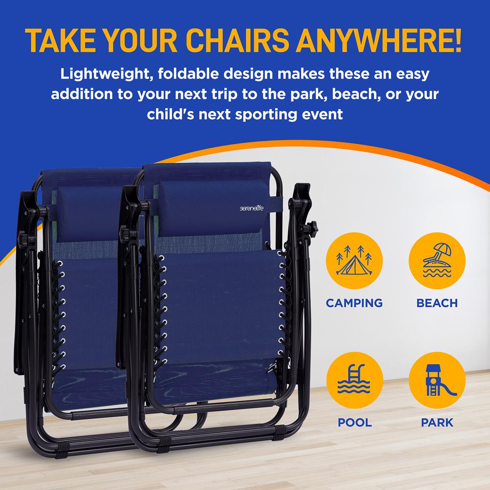 product image number 5 for SereneLife Adjustable Zero Gravity Chair Set