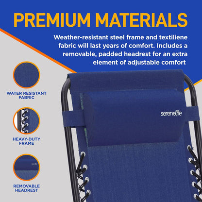 product image number 6 for SereneLife Adjustable Zero Gravity Chair Set