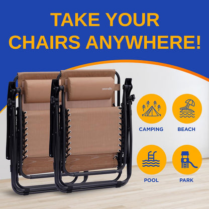 product image number 5 for SereneLife Adjustable Zero Gravity Chair Set