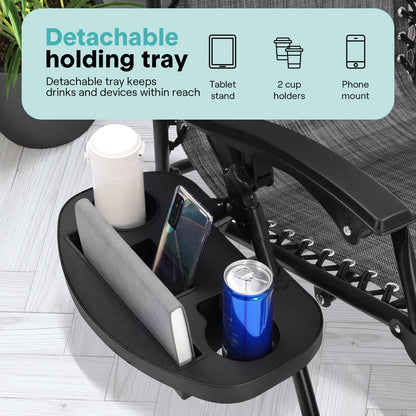 Zero Gravity Chairs Set of 2, Ultimate Comfort, Steel Mesh, Gray