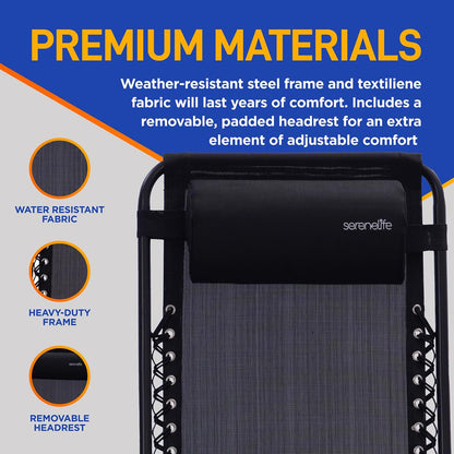 product image number 6 for SereneLife Adjustable Zero Gravity Chair Set