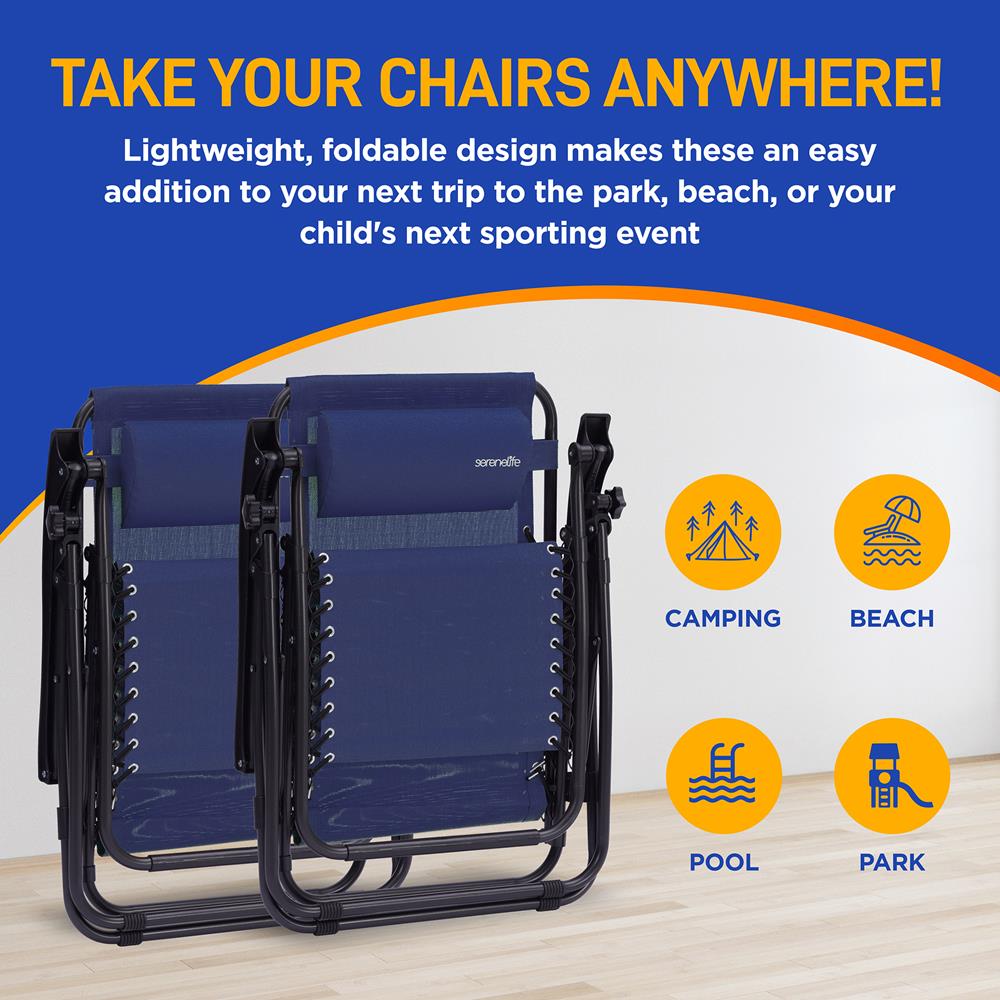 Zero Gravity Chair Set 2-Pack, Ultimate Comfort, Steel & Textilene