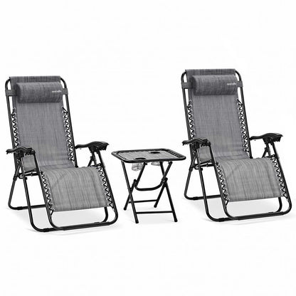 Zero Gravity Chair Set 2-Pack, Ultimate Comfort, Steel & Textilene, Gray