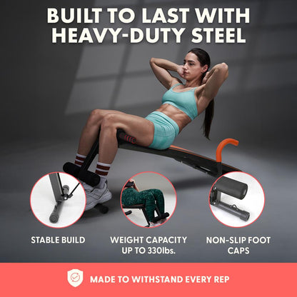 Decline Situp Bench for Abs, 5-Level Adjustable, Steel, Red