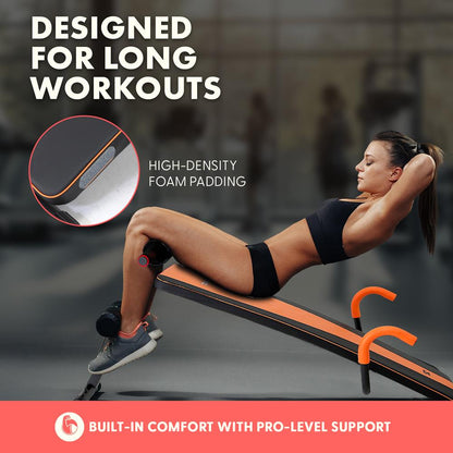 Decline Situp Bench for Abs, 5-Level Adjustable, Steel, Red