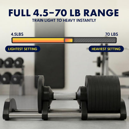 70 Lbs. Adjustable Dumbbell Weight Set - Home Workout/Fitness Equipment, One Single Dumbbell With Anti-Slip Metal Handle
